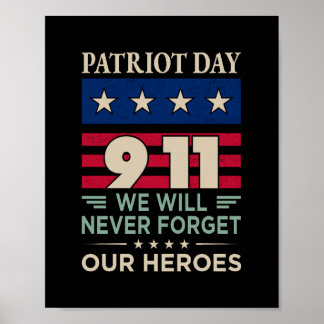 Poster Vector patriot jour 9 11 nous n'oublierons jamais