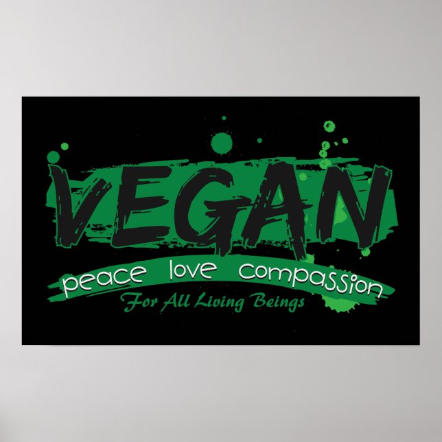 Poster Vegan Peace Love Compassion (Devant)