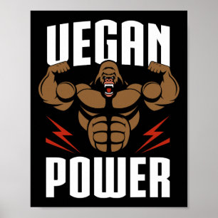 Poster Vegan Power - Exercice Gorilla Et Gym Bodybuilding