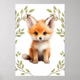 Poster Végétal Fox Woodland Animals Nursery