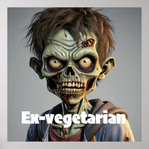 Poster Végétarien Tourné Ado Zombie Imprimer nouveauté