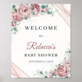 Poster Végétation florale floue Baby shower or Accueil