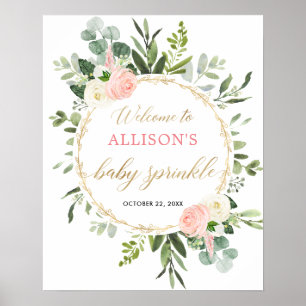 Poster Végéty rose or fille bébé arroser signe de bienven