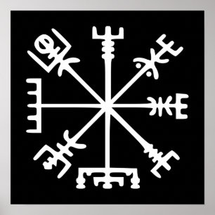 Poster Vegvísir (boussole de Viking)