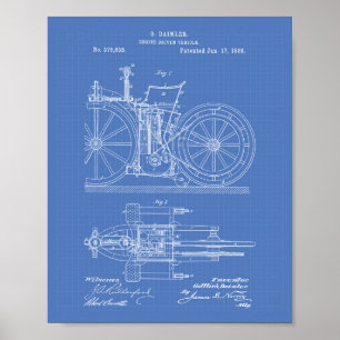 Poster Véhicule piloté par moteur 1888 Brevet Art Plan di