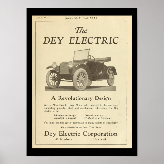 Poster Véhicules électriques Automobiles Vintage (Devant)