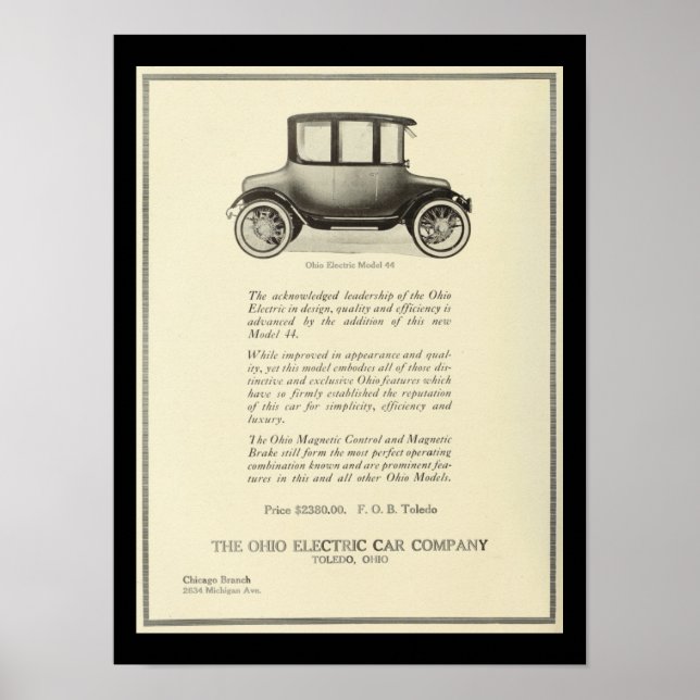 Poster Véhicules électriques Automobiles Vintage Imprimer (Devant)