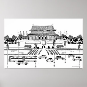Poster Véhicules sur la route par la pagoda