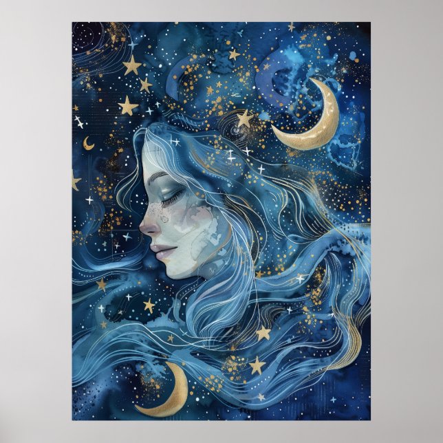 Poster Veil of Luna – Ethereal Goddess  (Devant)