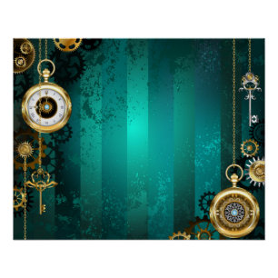 Poster Veille bijoux Steampunk sur un Arrière - plan vert