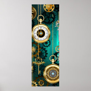 Poster Veille bijoux Steampunk sur un Arrière - plan vert