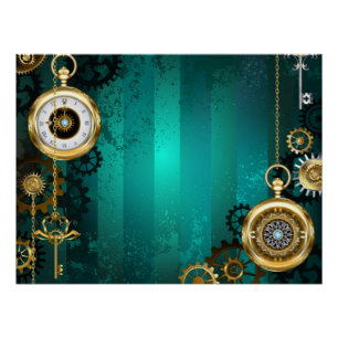 Poster Veille bijoux Steampunk sur un Arrière - plan vert