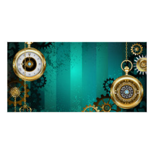 Poster Veille bijoux Steampunk sur un Arrière - plan vert