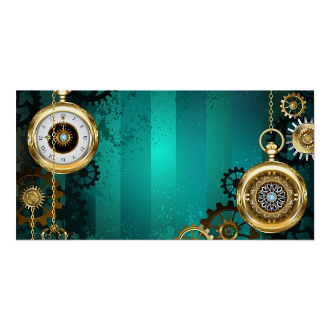 Poster Veille bijoux Steampunk sur un Arrière - plan vert (Devant)