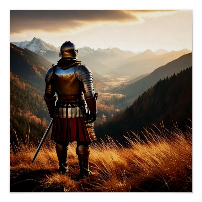 Poster Veillée médiévale du chevalier au coucher du solei (Devant)