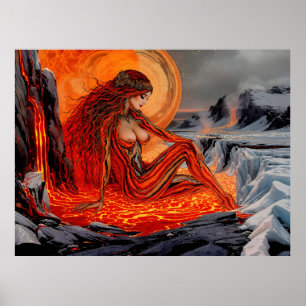 Poster "Veines du Volcan" - Portrait de femme volcanique