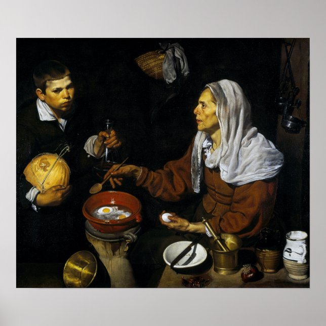 Poster Velázquez - Oeufs De Cuisine D'Une Vieille Femme (Devant)