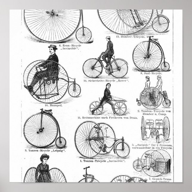 Poster vélo à roues hautes penny farine (Devant)