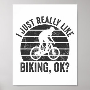 Poster Vélo de Montagne Rétro J'aime Vraiment Faire du Vé