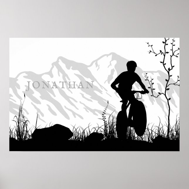Poster Vélo de montagne Silhouette personnalisé (Devant)