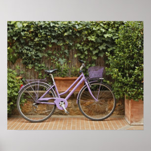 Poster Vélo de stationnement, Pienza, Italie, Toscane
