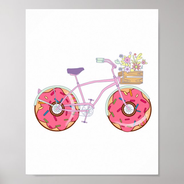 Poster Vélo Donuts - Bicyclette amusante avec Roues Dough (Devant)