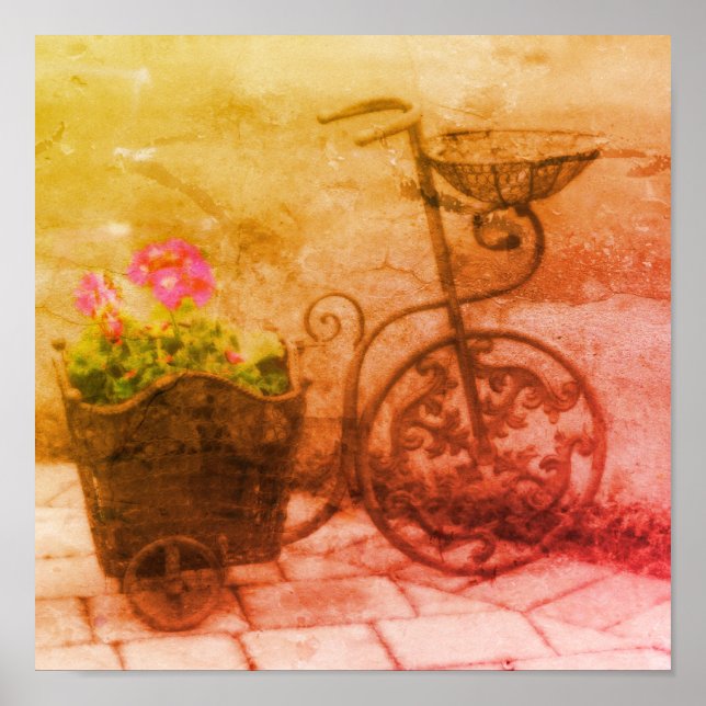 Poster Vélo Jardin Fleur Art Perdu (Devant)