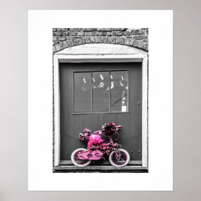 Poster Vélo pour enfants décoré rose (Devant)