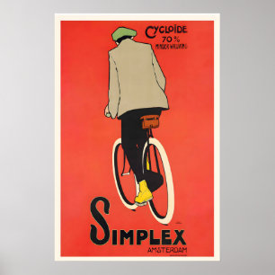 Poster Vélo Simplex Cycloide Retro Amsterdam Hollande