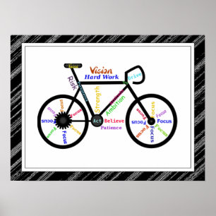 Poster Vélo, sport de bicyclette, mots de motivation et