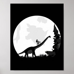 Poster Vélo sur une silhouette de lune de dinosaure Mtb M