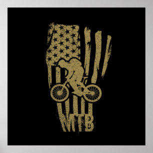 Poster Vélo tout terrain drapeau américain Mtb patriotiqu