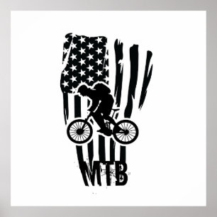 Poster Vélo tout terrain drapeau américain Mtb patriotiqu