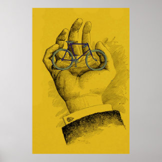 Poster Vélo vintage Jaune À Main Humoristique