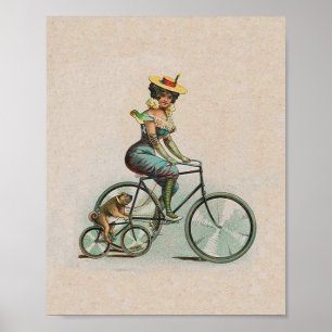 Poster Vélo vintage Victorien Lady Chien