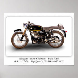 Poster Velocette Venom Clubman 1966 Moto - A3
