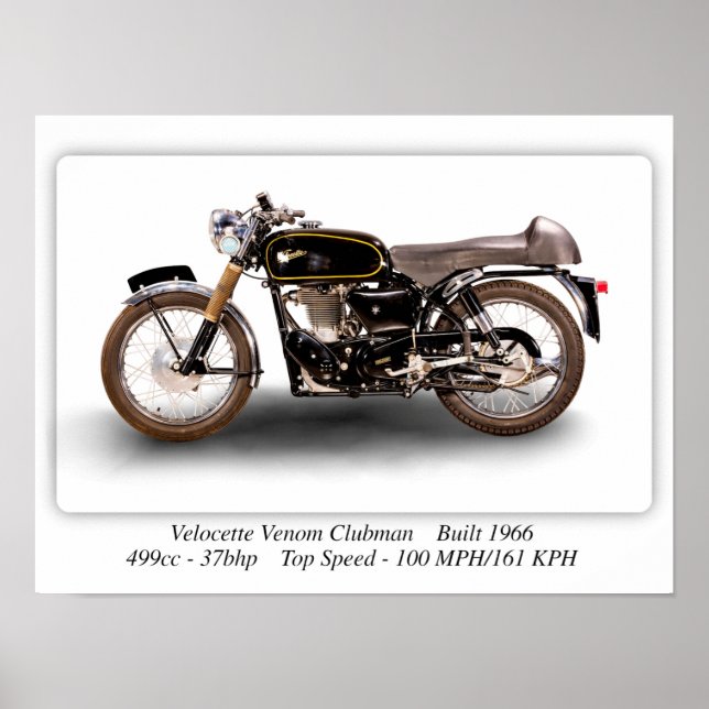 Poster Velocette Venom Clubman 1966 Moto - A3 (Devant)