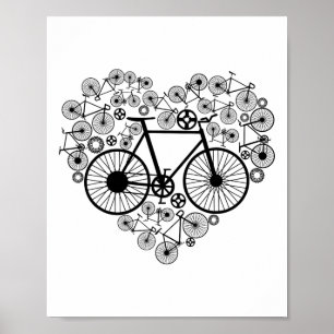 Poster Vélos Cœur Mignon Mtb Route Course Amoureux Drôle