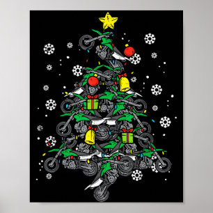 Poster Vélos tout terrain arbre de Noël Xmas Motocross Ho