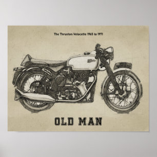 Poster Vélote vintage Thruxton Dessin moto