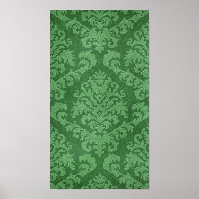 POSTER VELVET DE COUPE DE DAMASK, TAPESTERIE EN VERT (Devant)