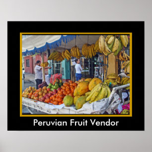 Poster Vendeur de fruit de trottoir au Pérou