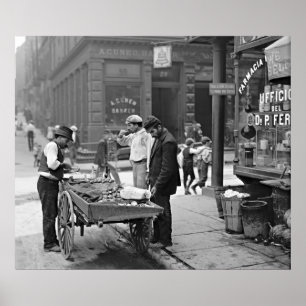 Poster Vendeur de palourde de New York dans la courbure