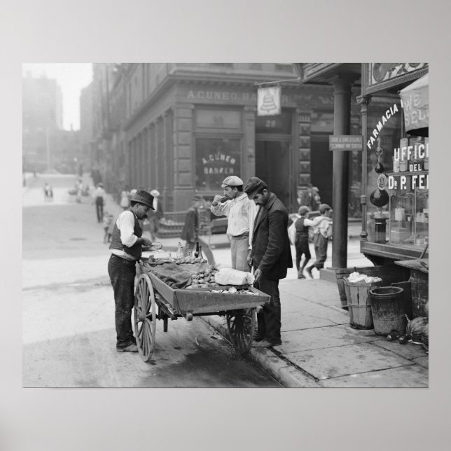 Poster Vendeur de palourdes à Little Italy, 1906. Photo v (Devant)