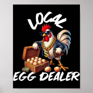 Poster Vendeur d'oeufs local poule rétro drôle agriculteu