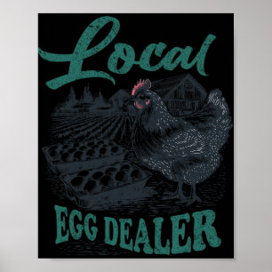Poster Vendeur d'oeufs local poulet rétro drôle agriculte
