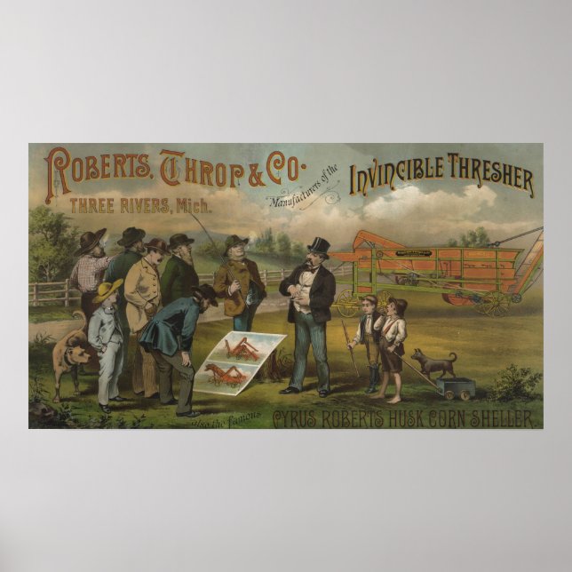 Poster Vendeur En Champ Avec Fermier Vendre Machine Agric (Devant)