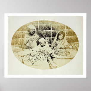 Poster Vendeurs indous de légume et de fruit à Madras,