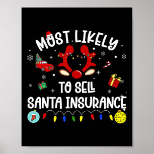 Poster Vendre Père Noël Assurance Famille Xmas Ma
