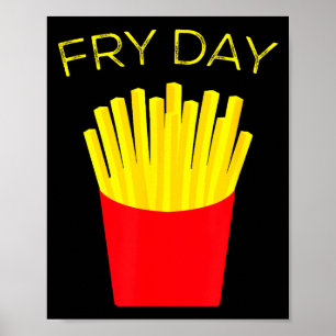 Poster Vendredi Fou, Frites, Tgif Merci Mon Dieu C'est Ve